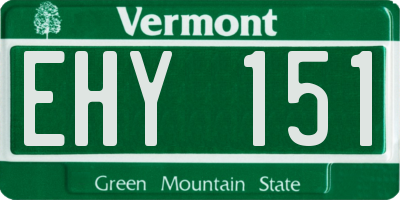 VT license plate EHY151