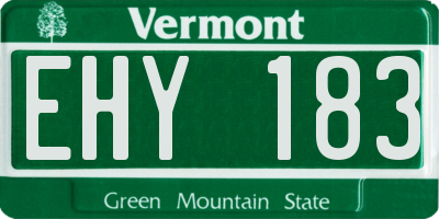 VT license plate EHY183