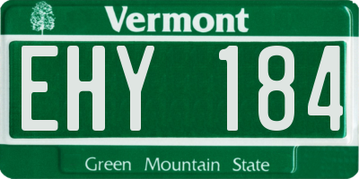 VT license plate EHY184