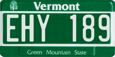 VT license plate EHY189