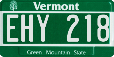 VT license plate EHY218