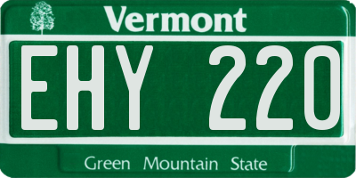 VT license plate EHY220