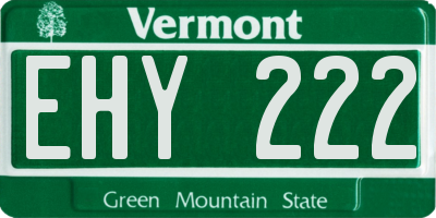 VT license plate EHY222