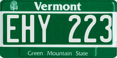 VT license plate EHY223