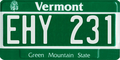 VT license plate EHY231