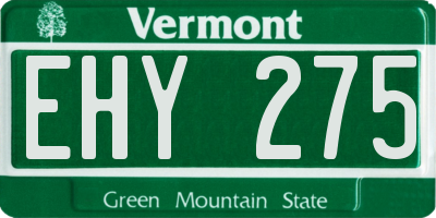 VT license plate EHY275