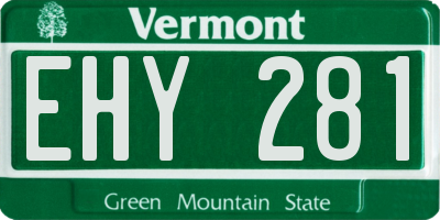 VT license plate EHY281
