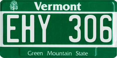 VT license plate EHY306
