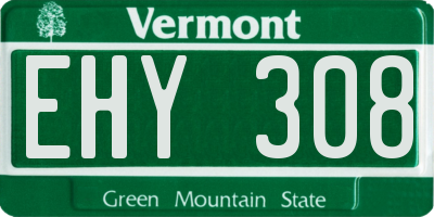 VT license plate EHY308