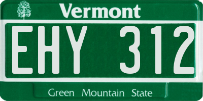 VT license plate EHY312
