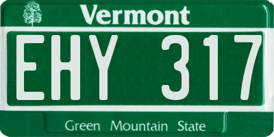 VT license plate EHY317