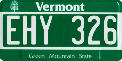 VT license plate EHY326