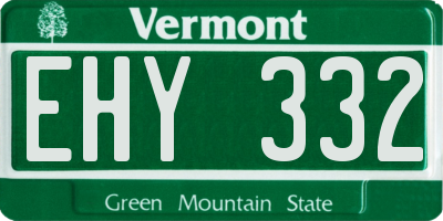 VT license plate EHY332