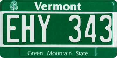 VT license plate EHY343