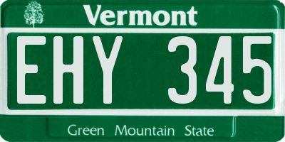 VT license plate EHY345