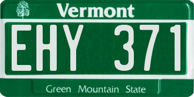 VT license plate EHY371