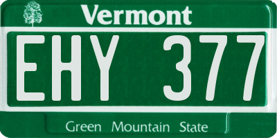 VT license plate EHY377