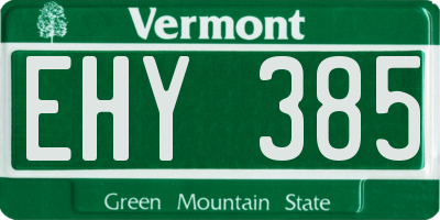 VT license plate EHY385