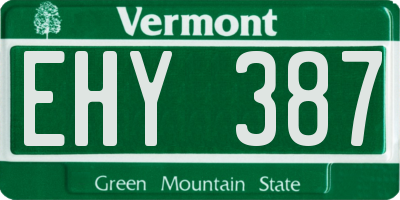 VT license plate EHY387
