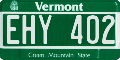 VT license plate EHY402