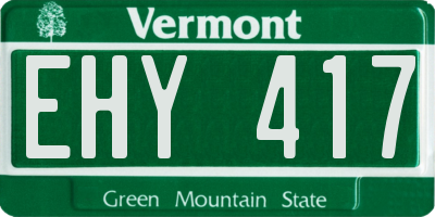 VT license plate EHY417