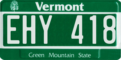 VT license plate EHY418