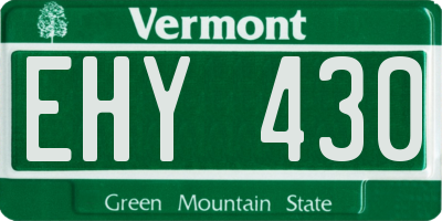 VT license plate EHY430