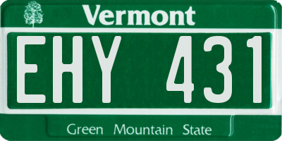 VT license plate EHY431