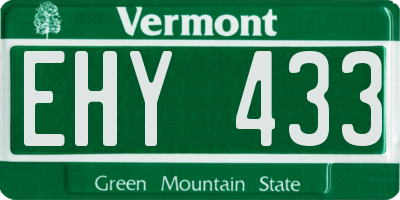 VT license plate EHY433