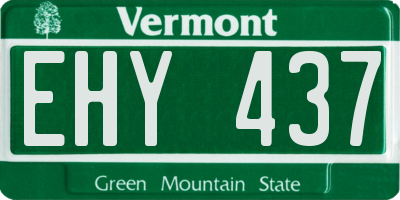 VT license plate EHY437