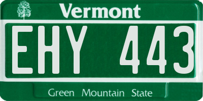 VT license plate EHY443