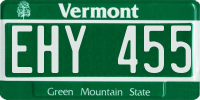VT license plate EHY455