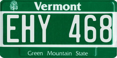 VT license plate EHY468