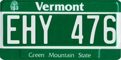 VT license plate EHY476