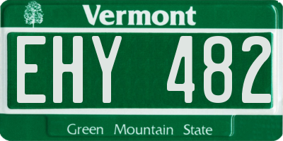 VT license plate EHY482