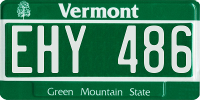 VT license plate EHY486