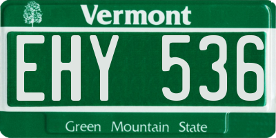 VT license plate EHY536