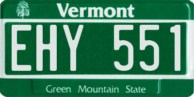 VT license plate EHY551