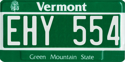 VT license plate EHY554