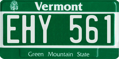 VT license plate EHY561