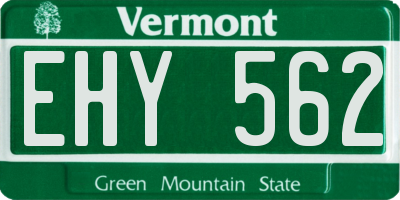 VT license plate EHY562