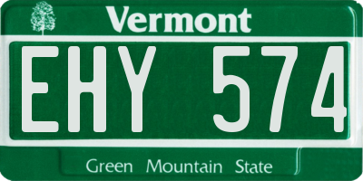 VT license plate EHY574