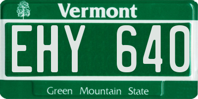 VT license plate EHY640