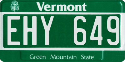 VT license plate EHY649