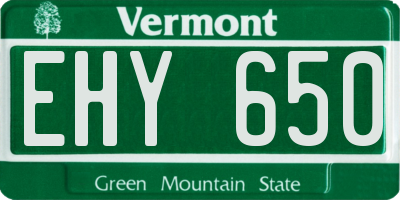 VT license plate EHY650