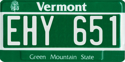 VT license plate EHY651
