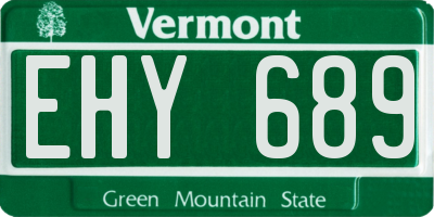 VT license plate EHY689