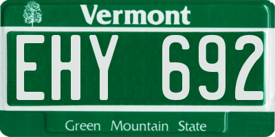 VT license plate EHY692