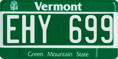 VT license plate EHY699