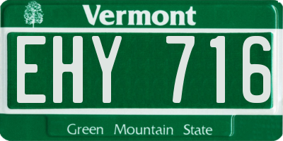 VT license plate EHY716